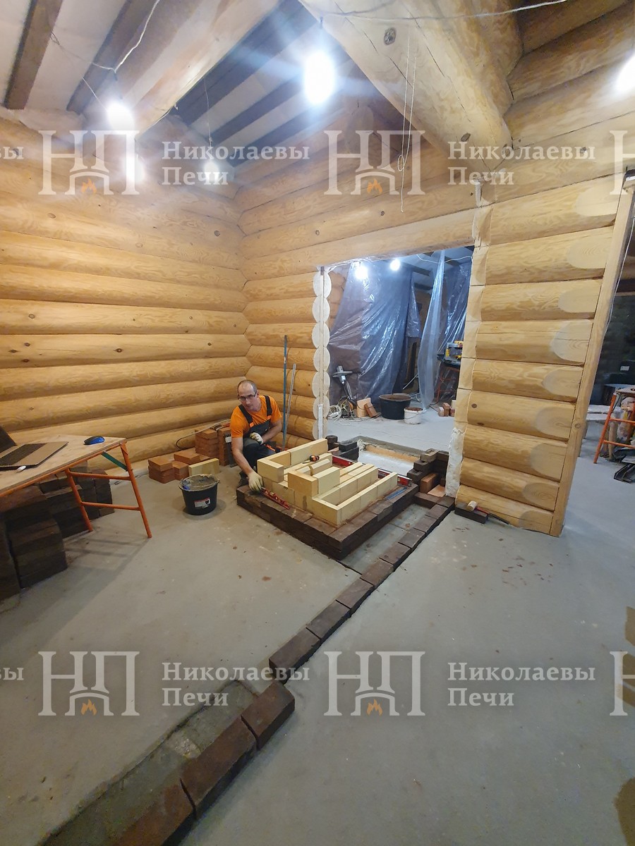Новгородская банная печь - процесс строительства